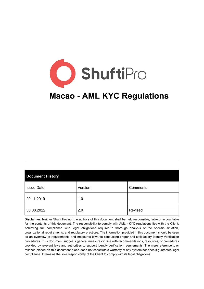 Macao AML KYC Regulatory Framework