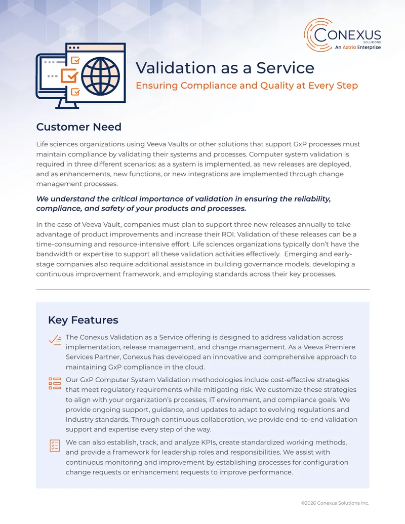 Conexus Validation as a Service Overview