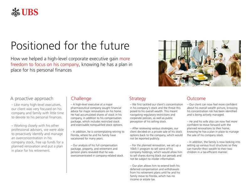 Wealth Management Strategy for Corporate Executive