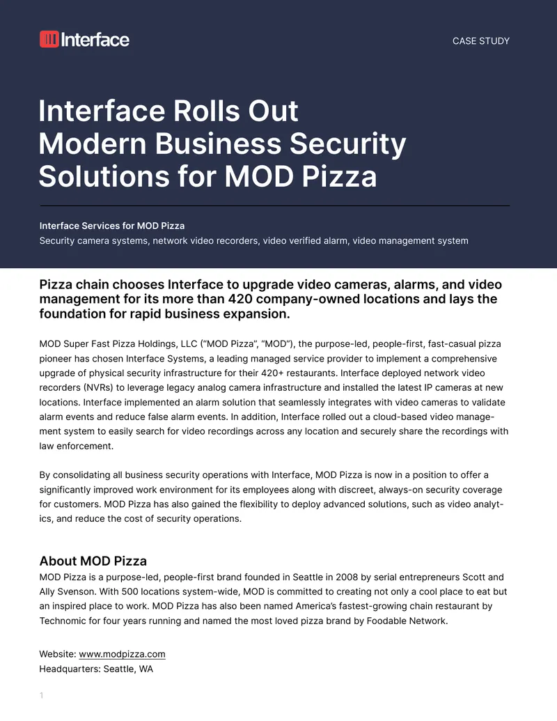 MOD Pizza Implements Integrated Security Solutions