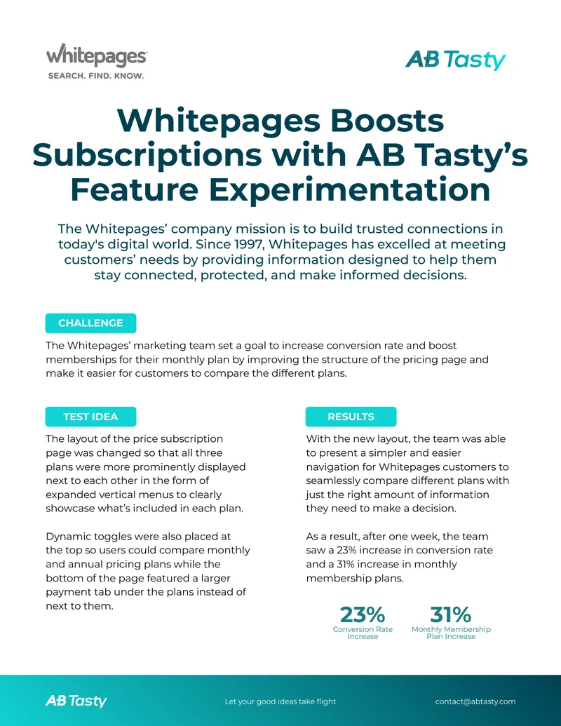 Whitepages Subscription Conversion Rate Improvement