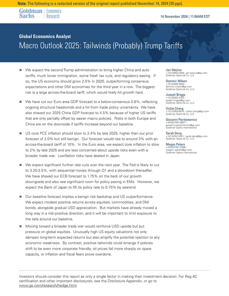 Macro Outlook 2025: Economic Projections and Risks