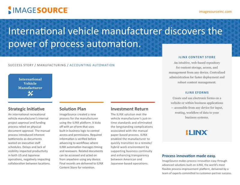 Process Automation Implementation for Vehicle Manufacturer