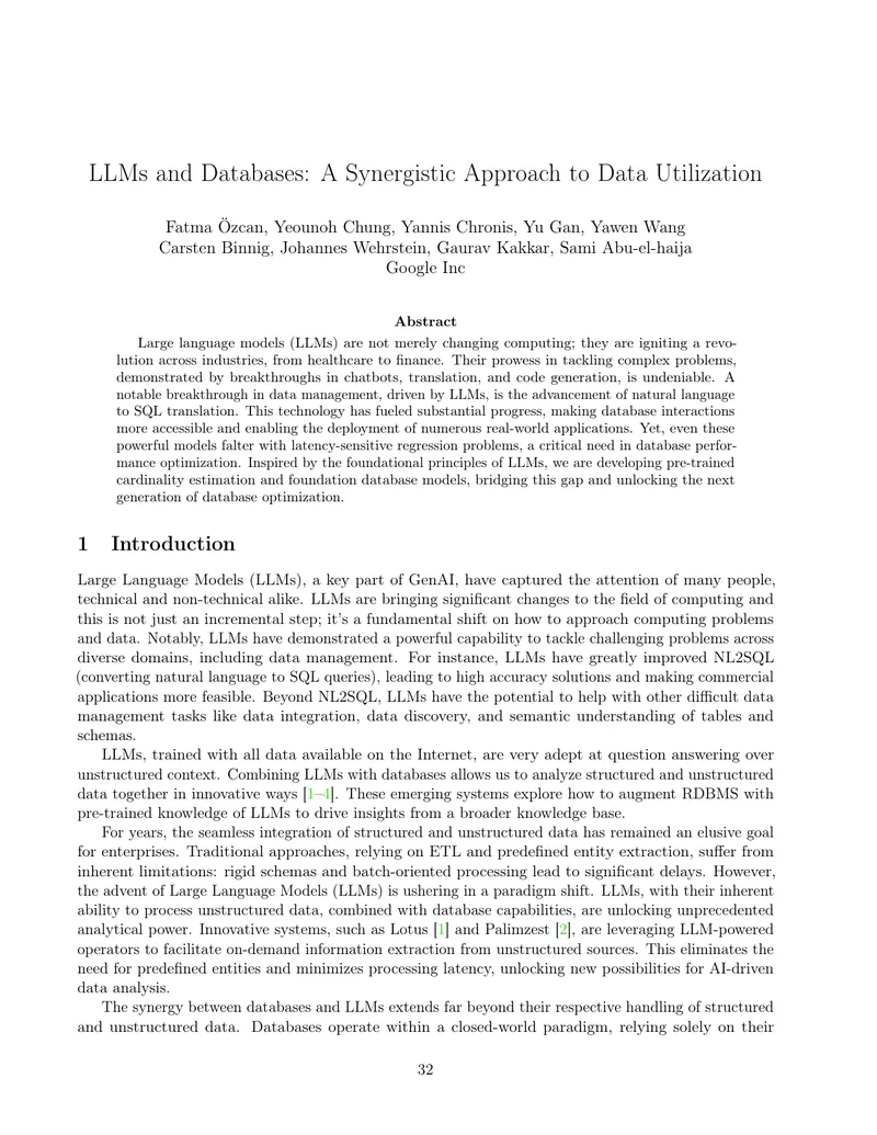 LLMs and Databases: A Synergistic Approach to Data Utilization