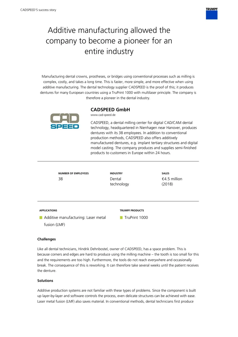 CADSPEED Additive Manufacturing Success Story