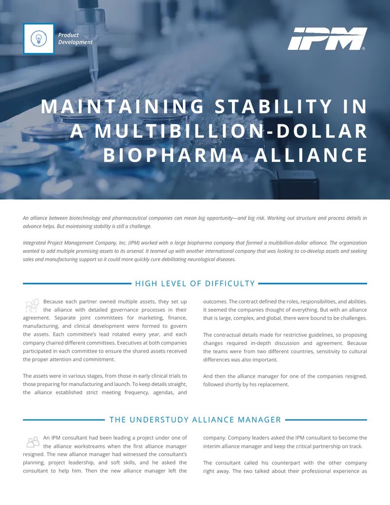 Maintaining Stability in a Multibillion-Dollar Biopharma Alliance