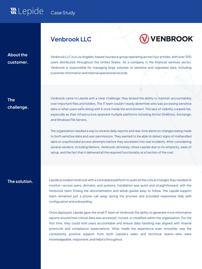 Venbrook LLC Case Study on Data Accountability