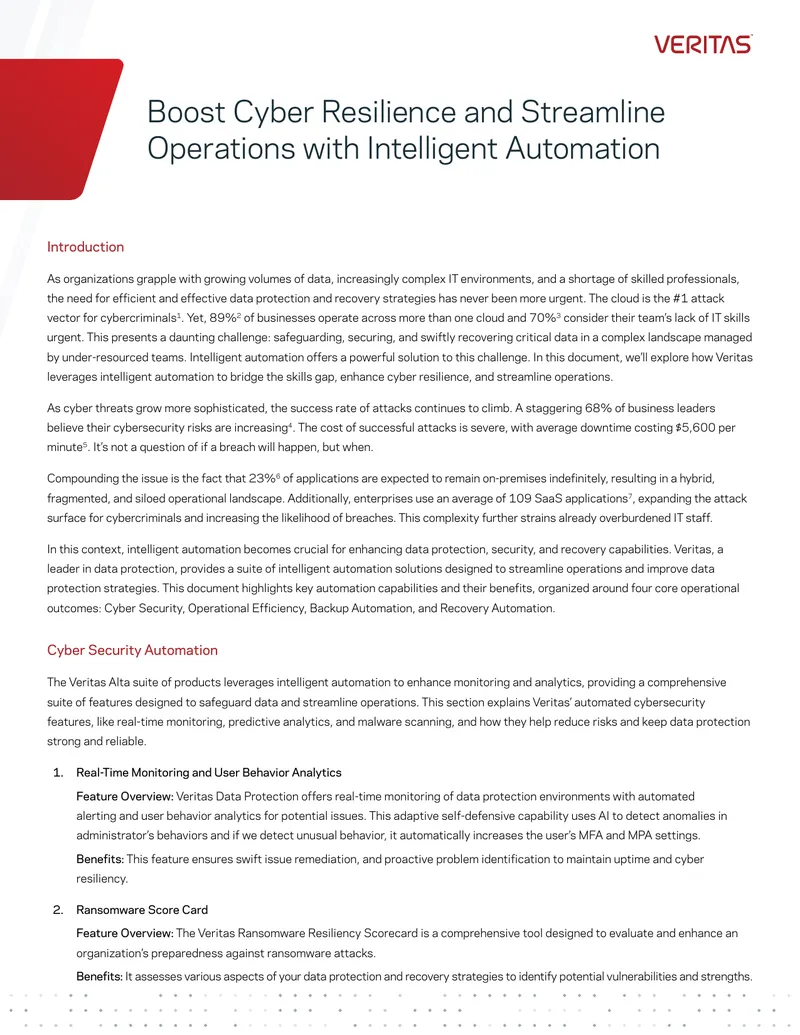 Enhancing Cyber Resilience with Intelligent Automation