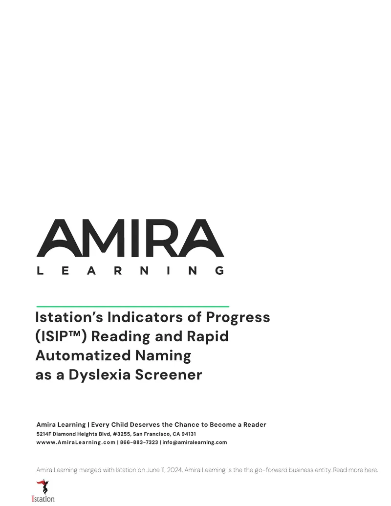 Istation's Indicators of Progress for Dyslexia Screening
