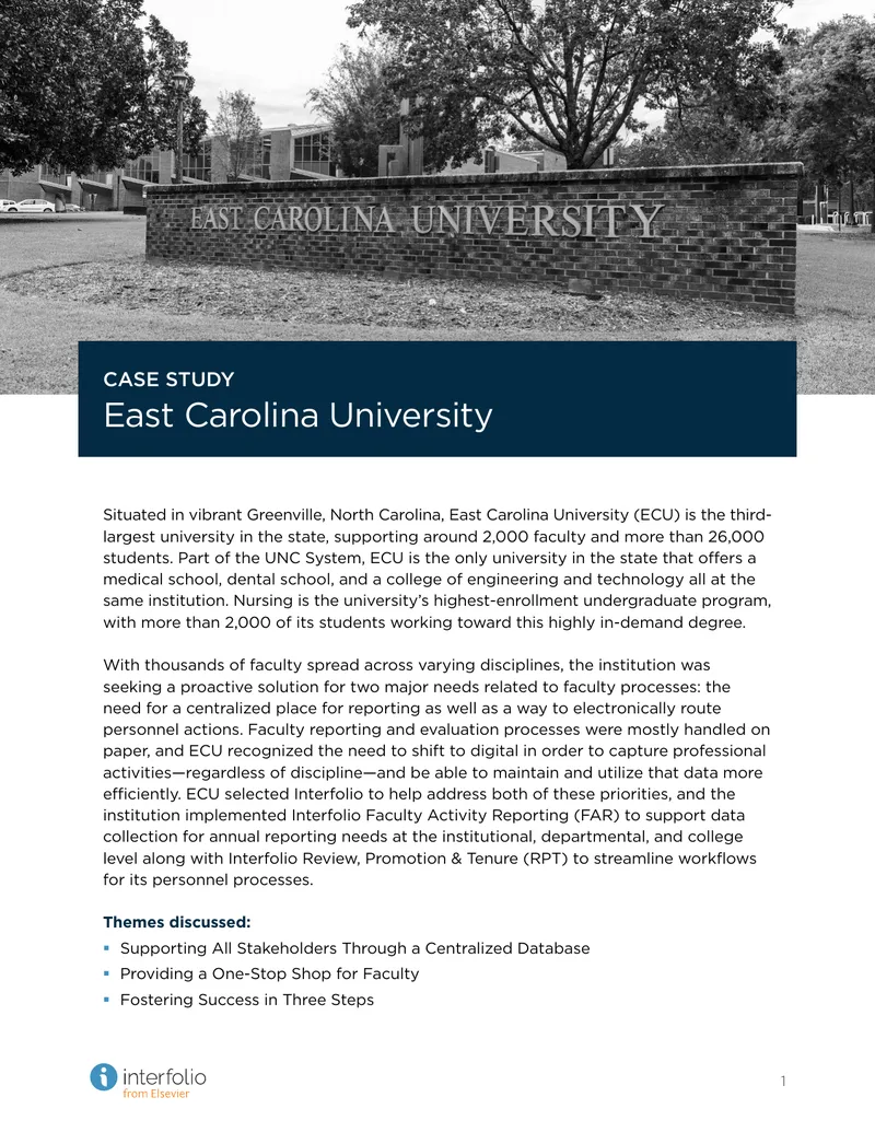 East Carolina University Faculty Activity Reporting Case Study