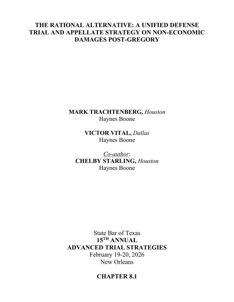 Unified Defense Strategy for Non-Economic Damages
