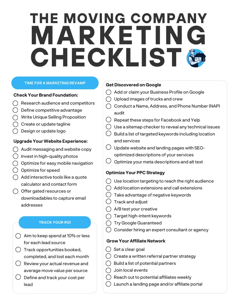 Marketing Checklist for Moving Companies