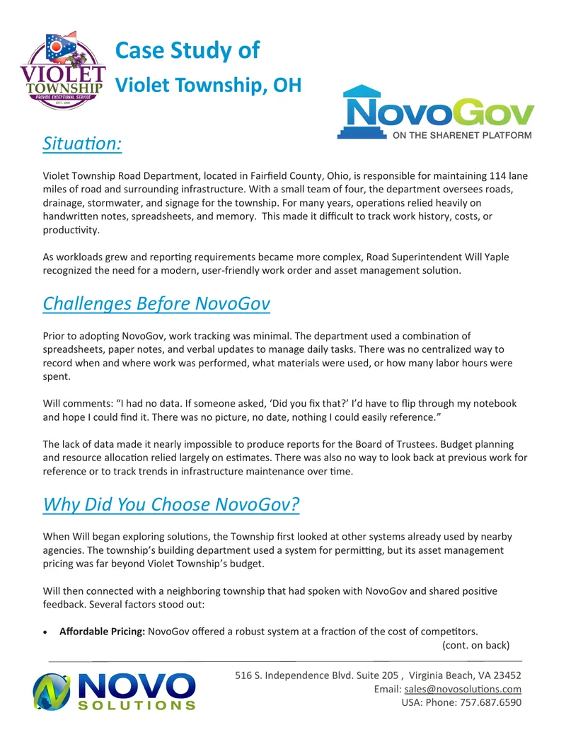 Violet Township Road Department Case Study