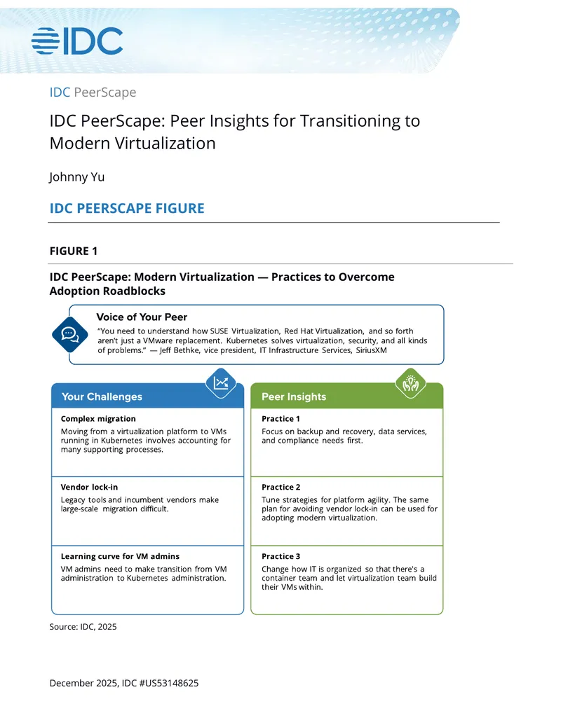 Peer Insights for Transitioning to Modern Virtualization