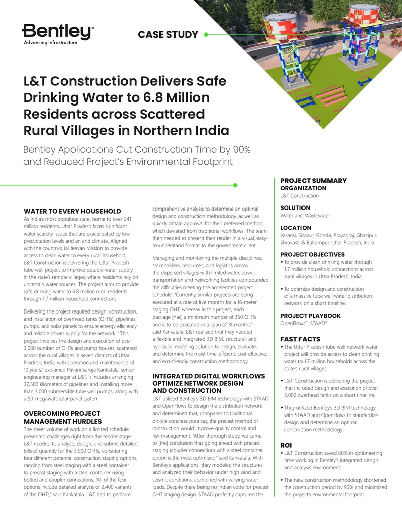 L&T Construction Water Supply Project Case Study preview page 1