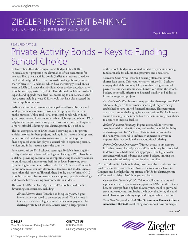 Private Activity Bonds and K-12 School Financing
