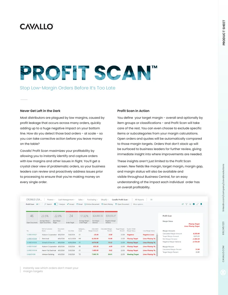 Cavallo Profit Scan Product Overview