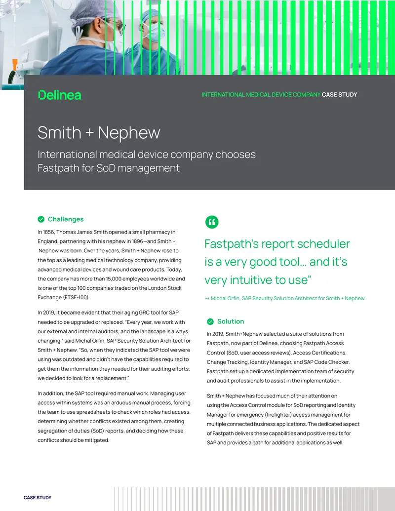 Smith + Nephew Fastpath SoD Management Case Study