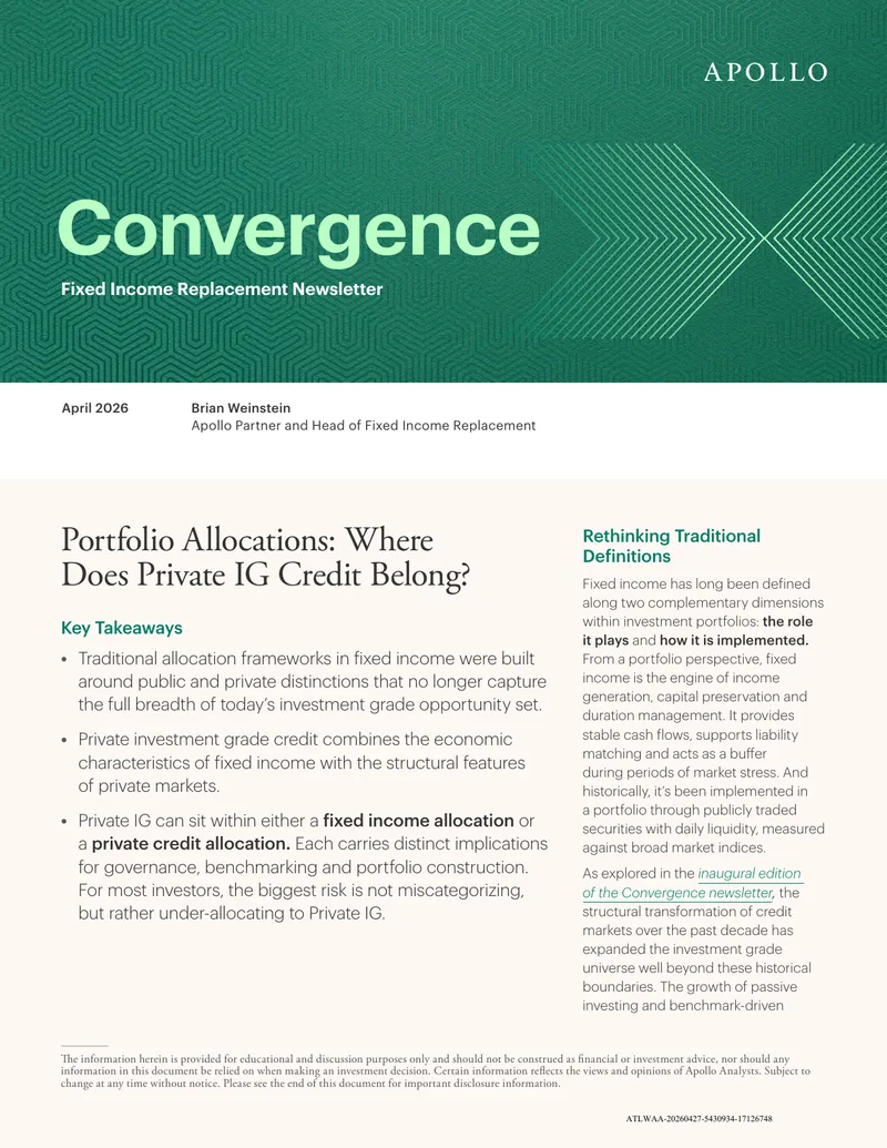 Portfolio Allocations for Private Investment Grade Credit