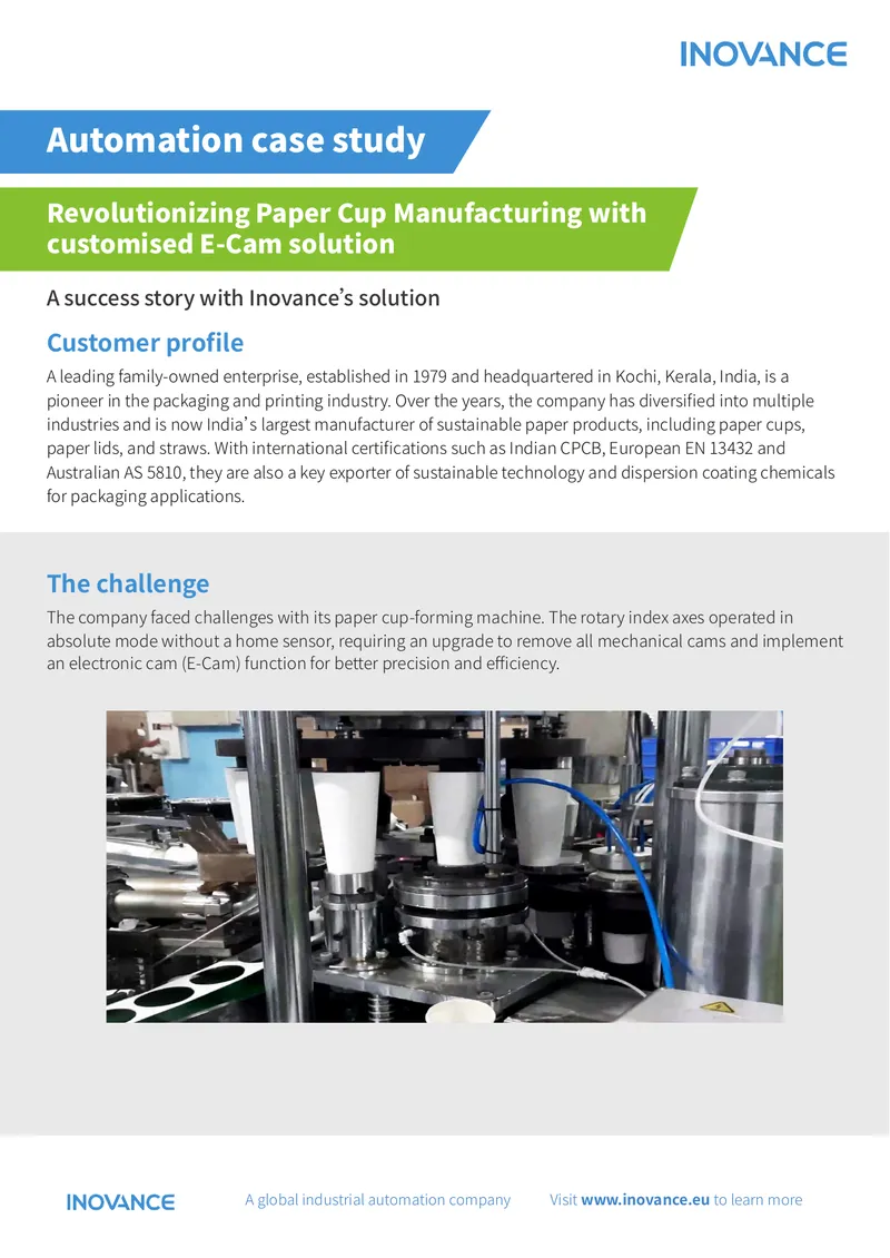 Automation Case Study on Paper Cup Manufacturing