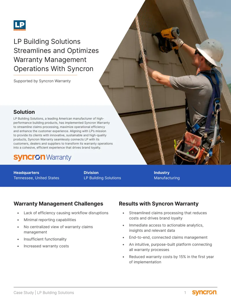 LP Building Solutions Warranty Management Case Study