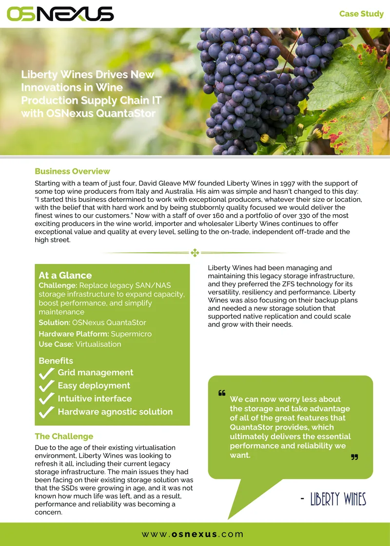 Liberty Wines Case Study on QuantaStor Implementation