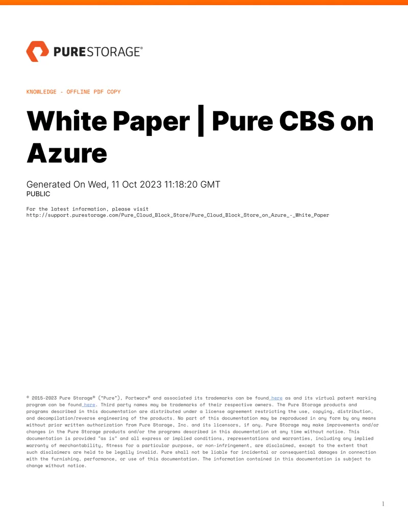 Cloud Block Store on Azure White Paper