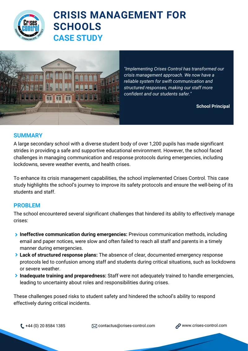 Crisis Management Implementation in Schools