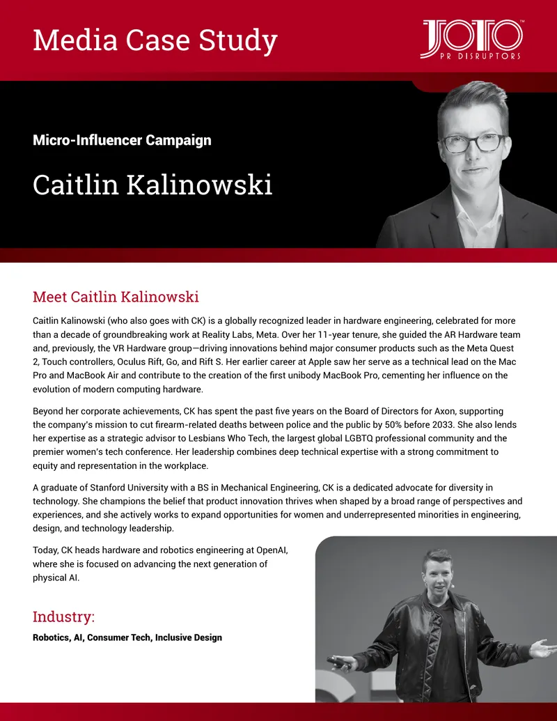 Caitlin Kalinowski Media Case Study