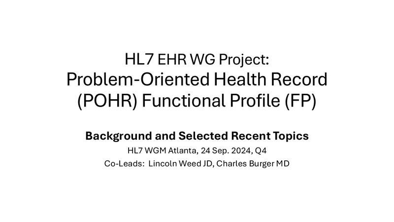 HL7 EHR Problem-Oriented Health Record Functional Profile