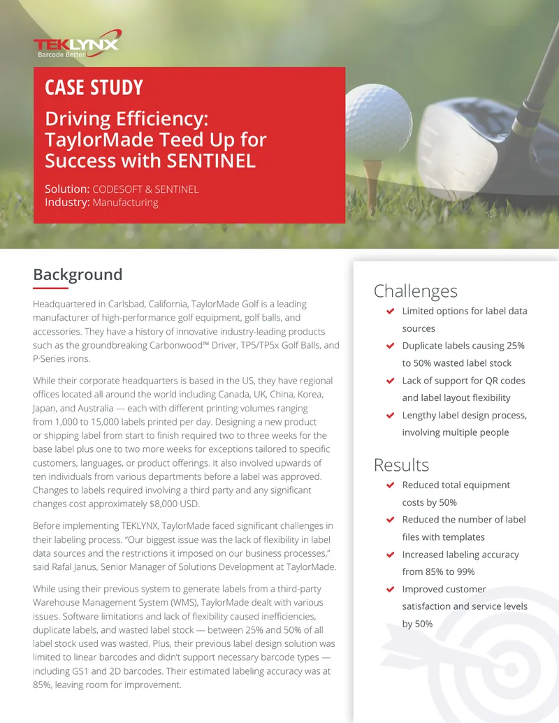 TaylorMade Golf Labeling Process Improvement Case Study