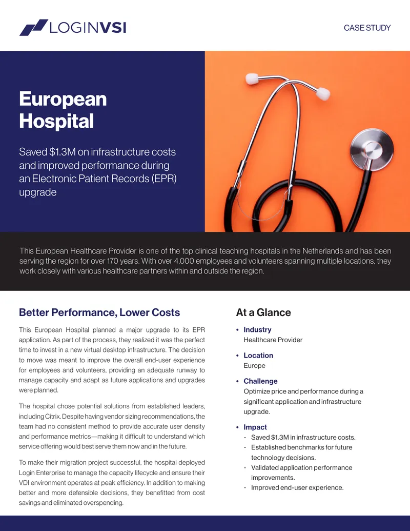 European Hospital VDI Infrastructure Optimization Case Study