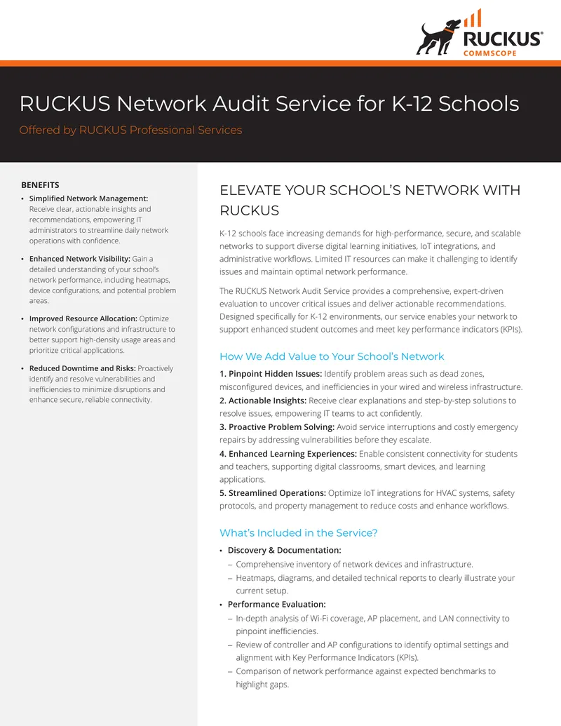 RUCKUS Network Audit Service for K-12 Schools