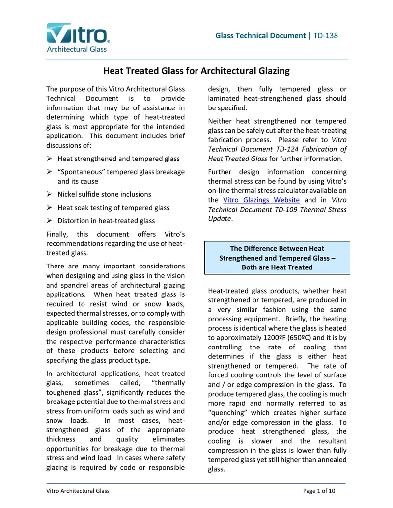 Heat Treated Glass for Architectural Glazing