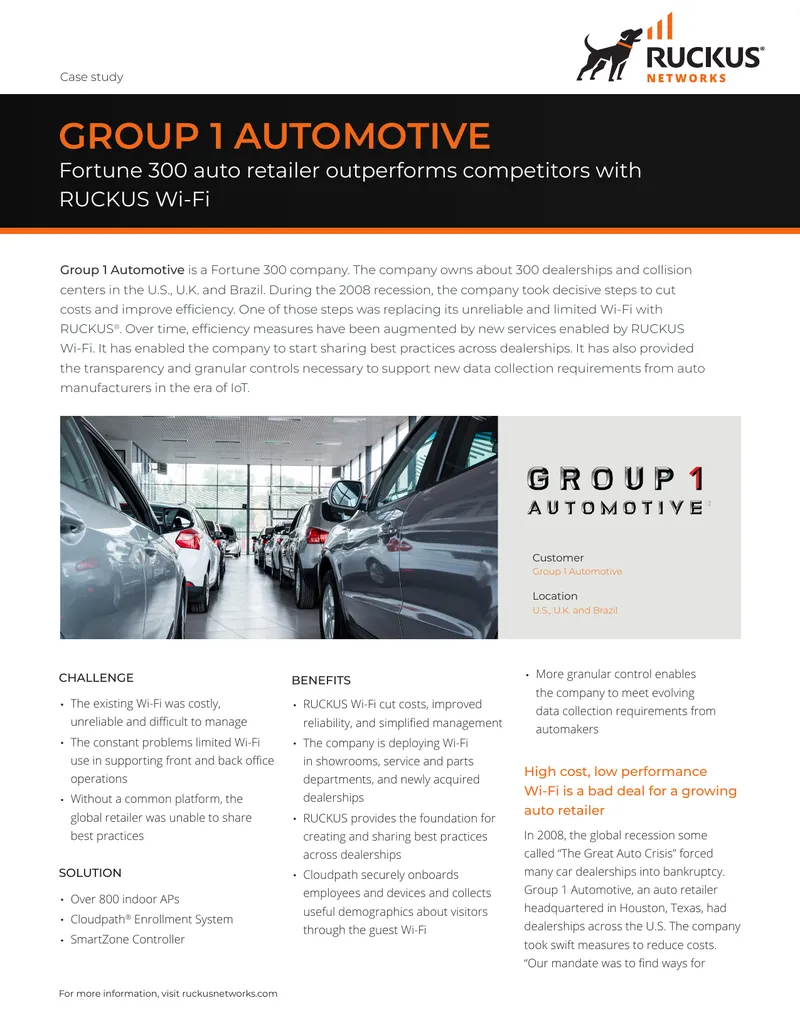 Group 1 Automotive Wi-Fi Infrastructure Case Study