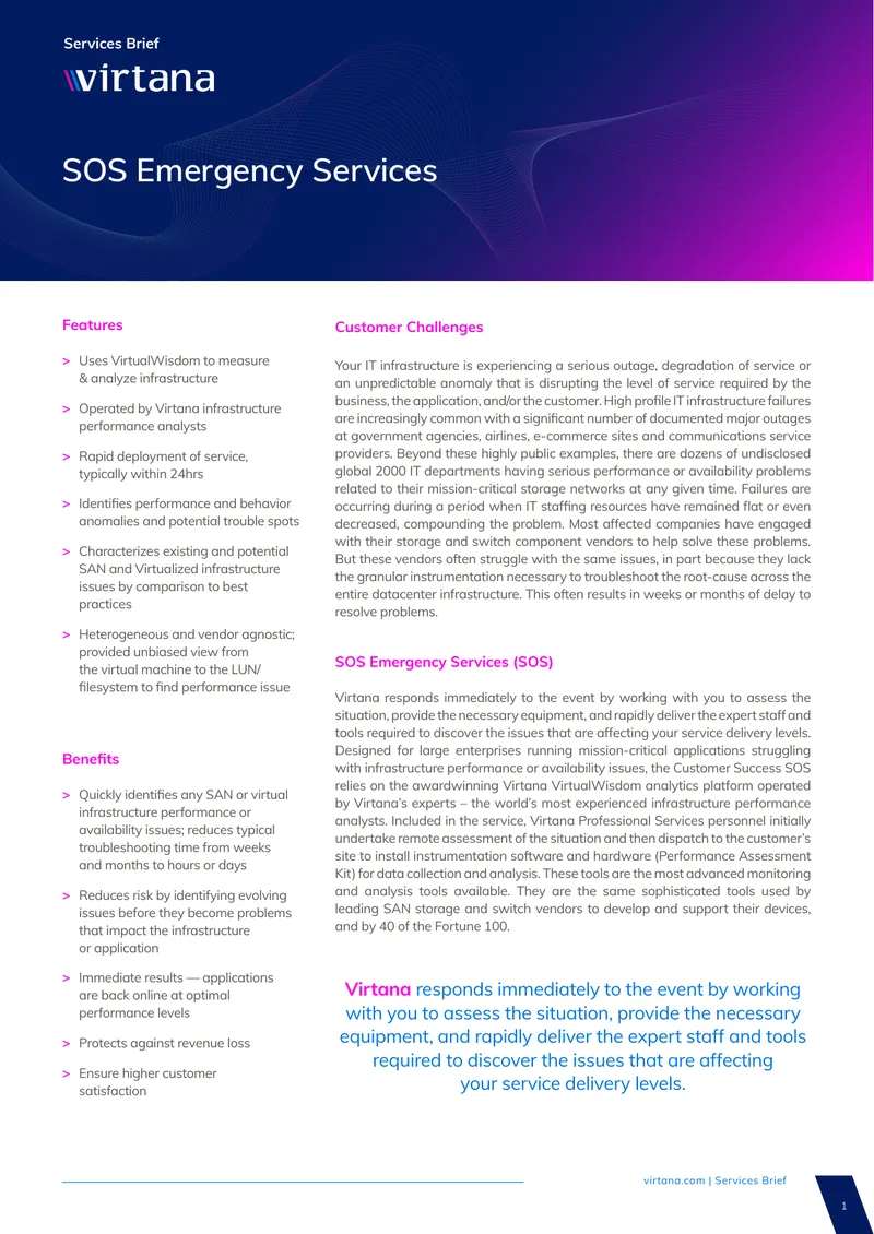 SOS Emergency Services for IT Infrastructure