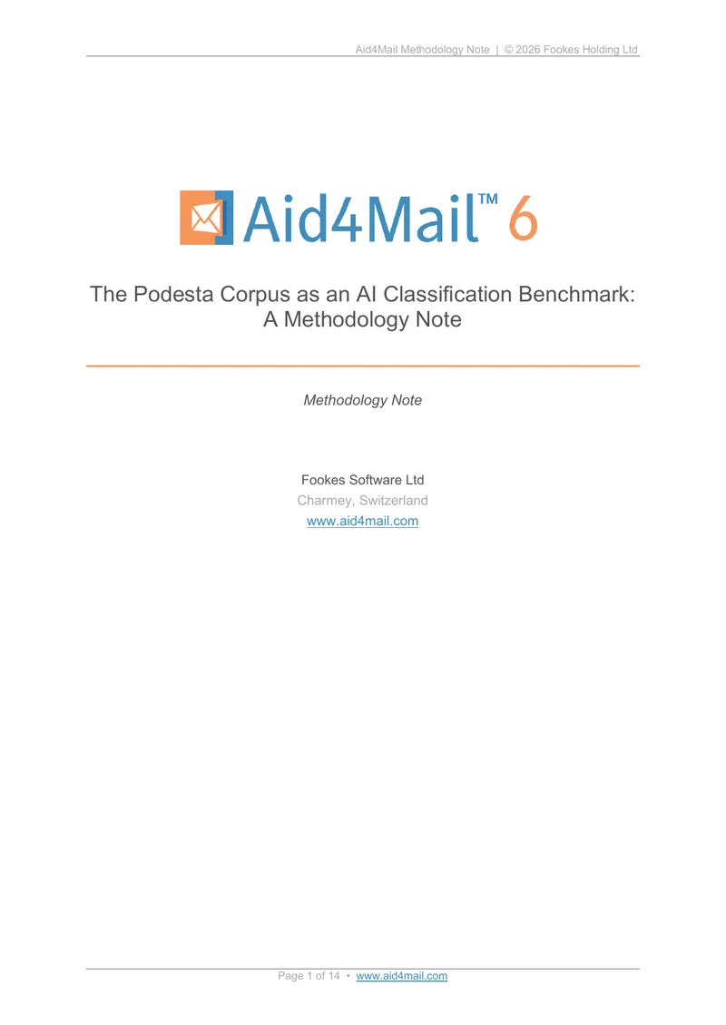 Podesta Corpus as AI Classification Benchmark Methodology Note