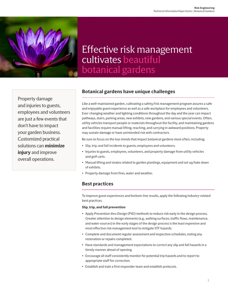 Risk Management Strategies for Botanical Gardens