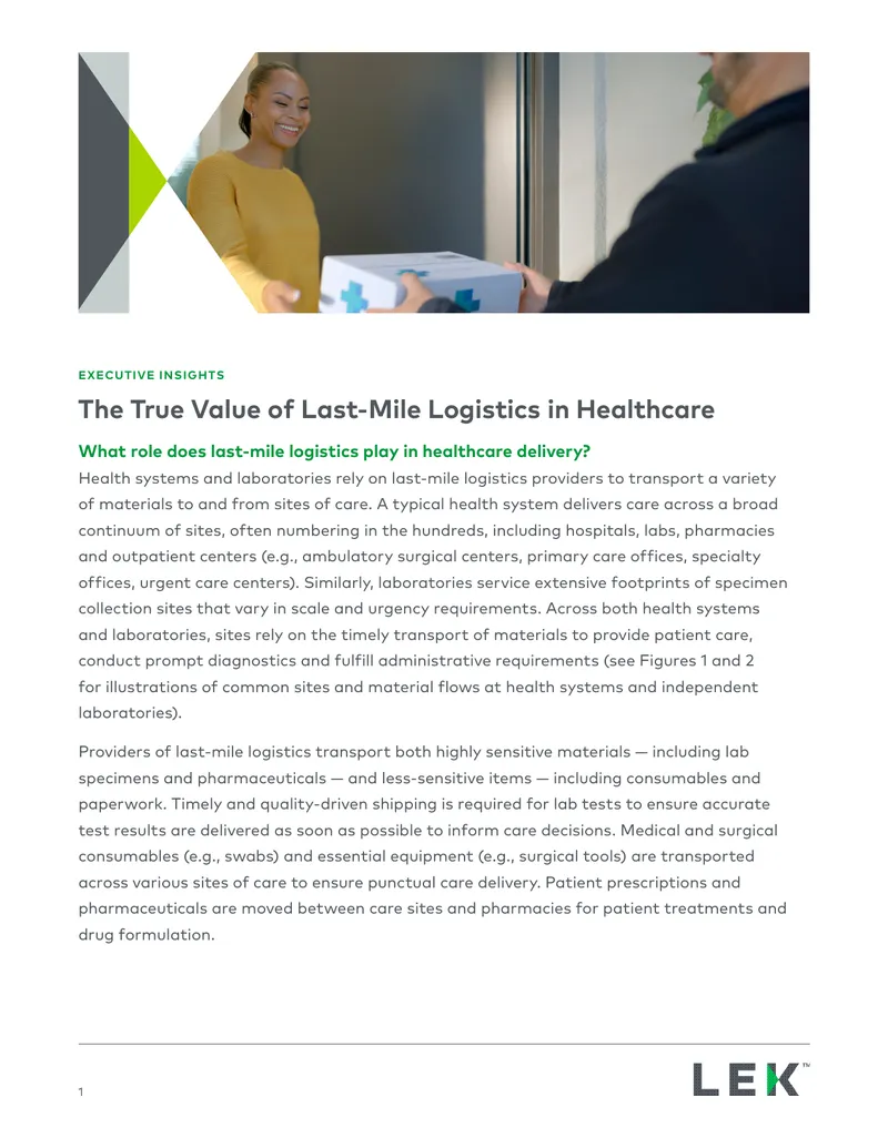 The True Value of Last-Mile Logistics in Healthcare