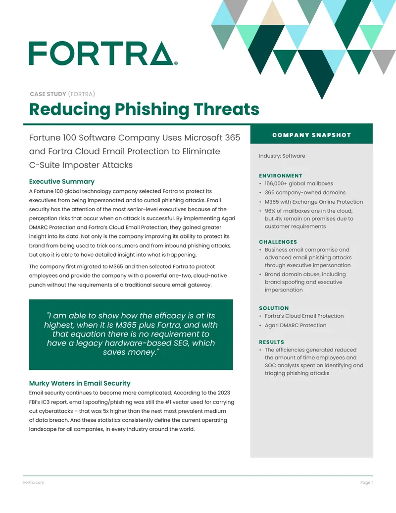 Fortune 100 Company Implements Email Security Solutions