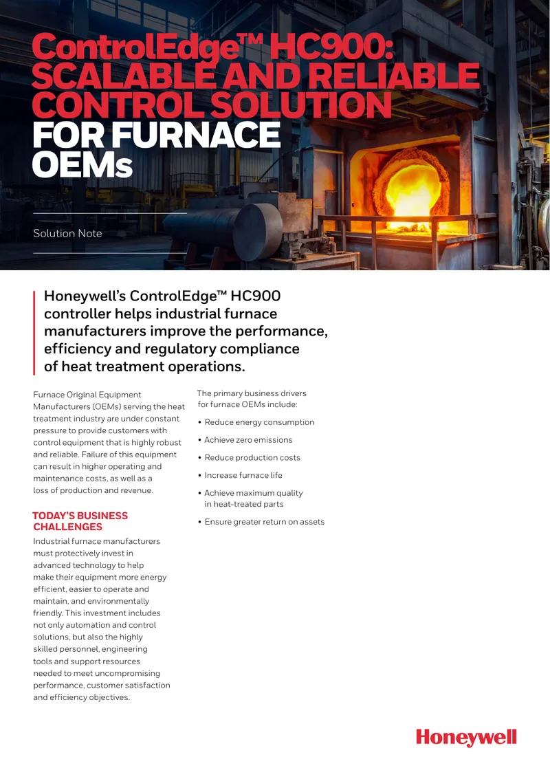 ControlEdge HC900 Control Solution for Furnace OEMs