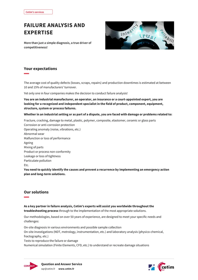 Failure Analysis and Expertise Services Overview