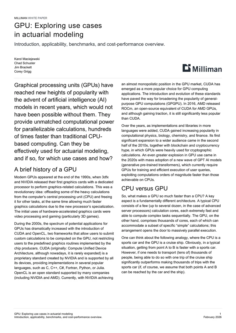 GPU Use Cases in Actuarial Modeling
