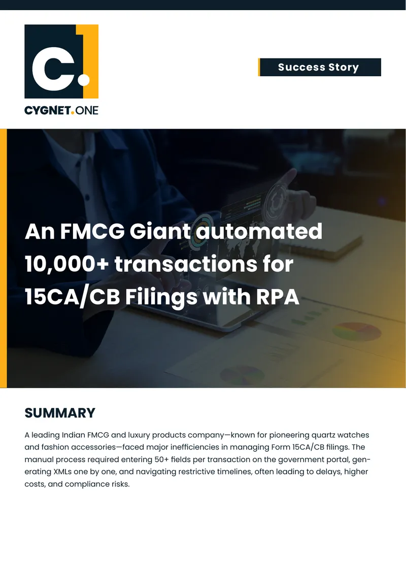 Automation of 15CA/CB Filings for FMCG Company
