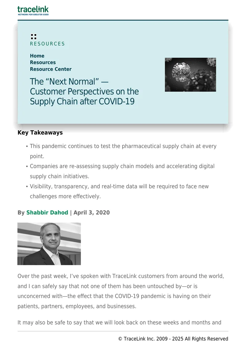 Customer Perspectives on the Supply Chain after COVID-19