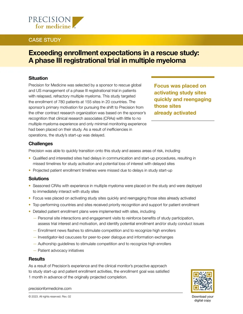 Enrollment Strategies in Multiple Myeloma Clinical Trial