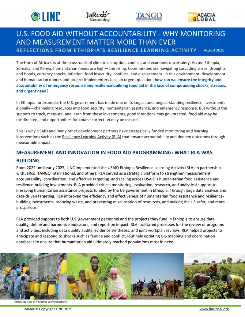 Monitoring and Measurement in Humanitarian Food Aid