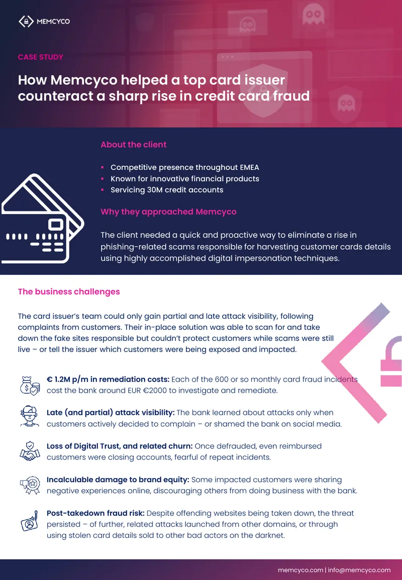 Memcyco's Digital Risk Protection Case Study
