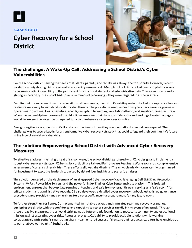 Cyber Recovery Strategy for School Districts