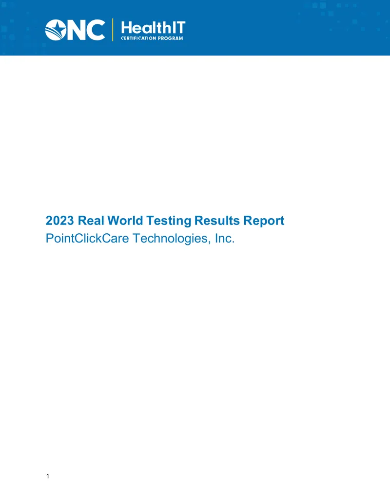2023 Real World Testing Results Report